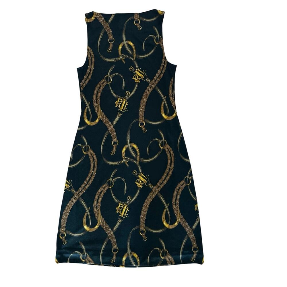 Lauren Ralph Lauren Horsebit & Stirrup Equestrian Print Silk Blend Dress XS